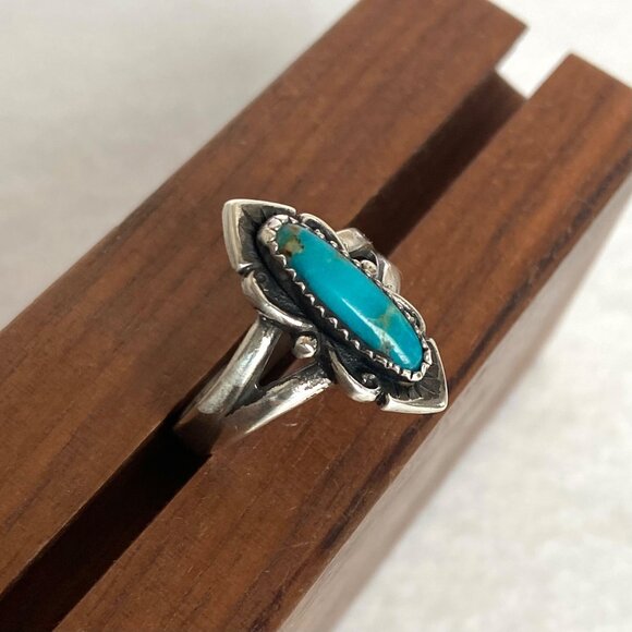 VTG Bell Trading Sterling Silver 925 Southwest Style Oval Turquoise Ring Sz 7.5 - Picture 5 of 16